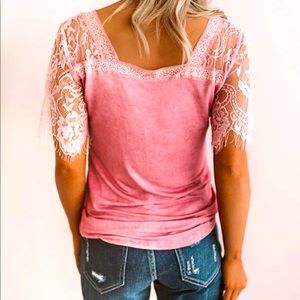 Pink lace detailed POL top